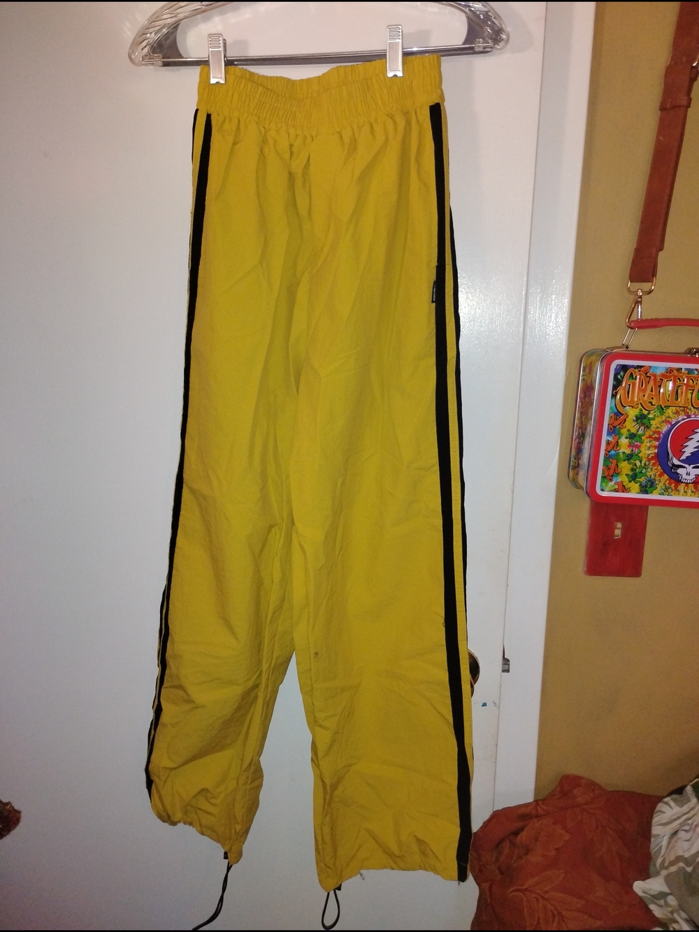 Yellow Track Pants with Black Side Stripes - Women's Joggers